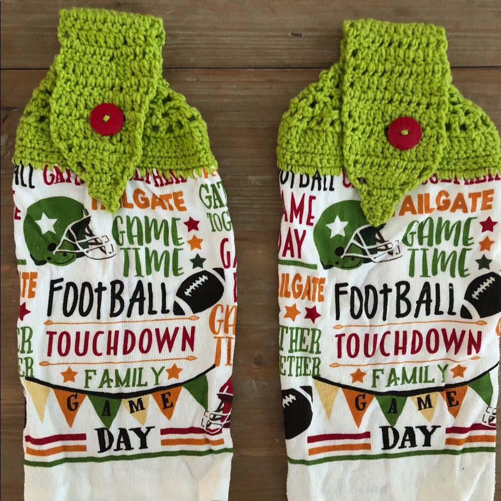 2 Football Fall Crocheted Kitchen Towels